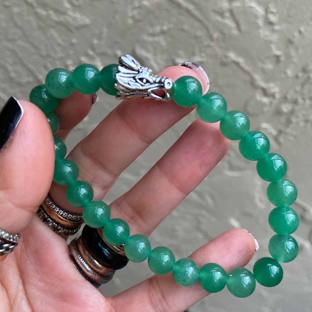 Men or women genuine jade dragon bead bracelet - Picture 7 of 9